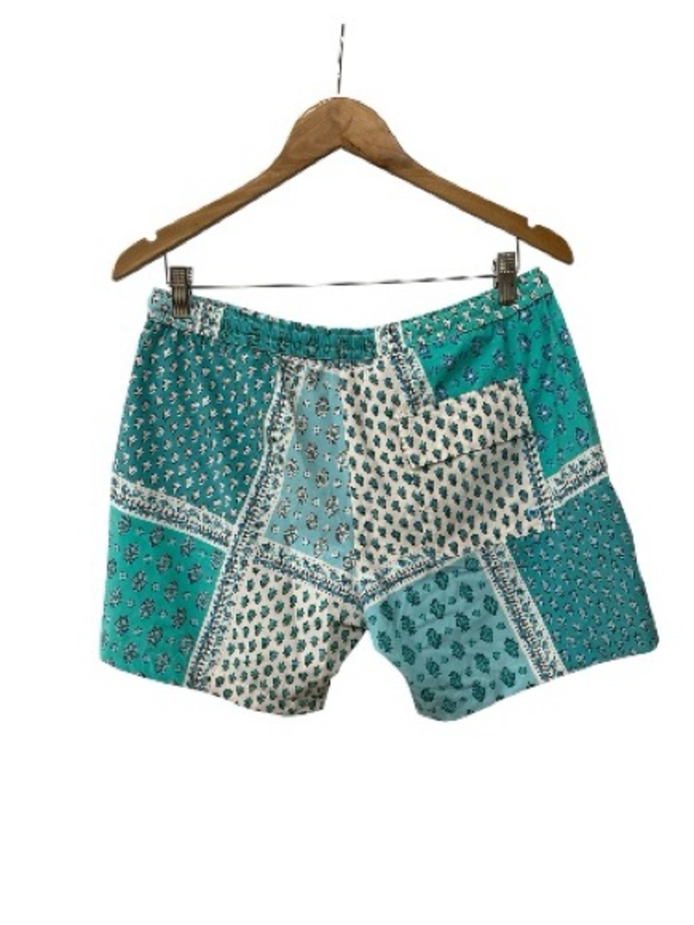 NWT SOULEIADO Patchwork Print Shorts Ecru Turquoise Marin Swim Trunks M - Picture 4 of 6